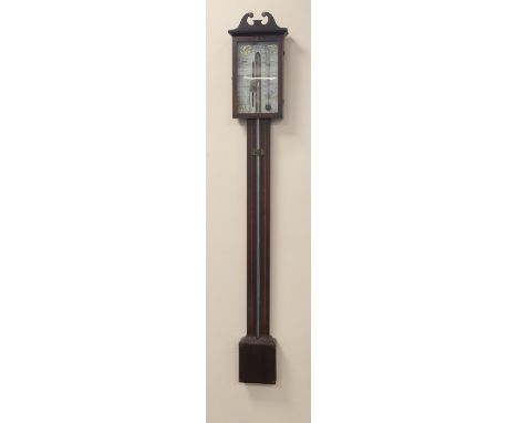 Robert Collins, Paisley, mahogany and inlaid stick barometer, early 19th Century, painted scale, with thermometer, height 97c