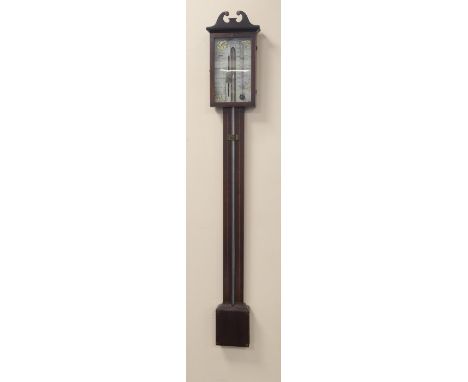 Robert Collins, Paisley, mahogany and inlaid stick barometer, early 19th Century, painted scale, with thermometer, height 97c