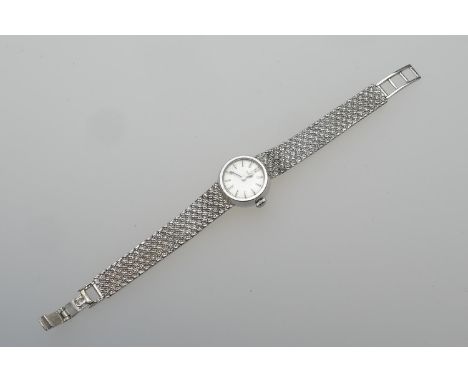 Omega 9ct white gold lady's bracelet  wristwatch, circa late 1960s, 13mm silvered dial with baton numerals, signed manual win