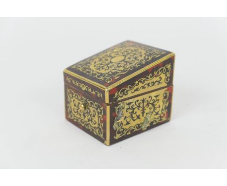 Asprey &amp; Co., London, boulle box, late 19th Century, possibly for string, having a sloping front and button operating cat
