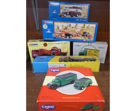 Six Corgi Classics commercial vehicles including U.S. Road Transport, boxed
