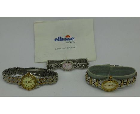 Two lady's Rotary wristwatches and an Ellesse wristwatch