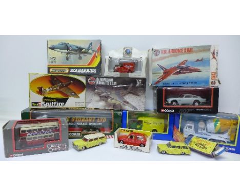 Matchbox, Corgi and Airfix die-cast model vehicles including James Bond 007 Aston Martin DB5