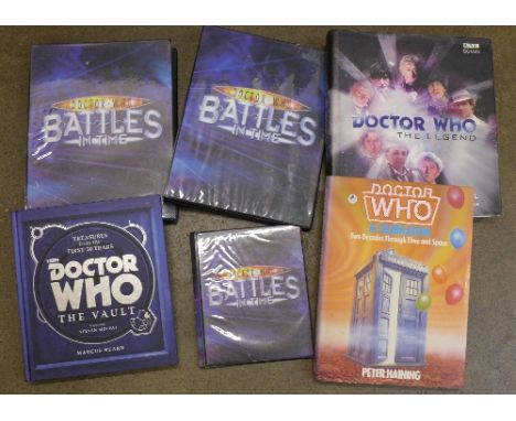 Doctor Who collectables; one volume The Legend 40 Years of Time Travel, one volume A Celebration Two Decades Through Time and