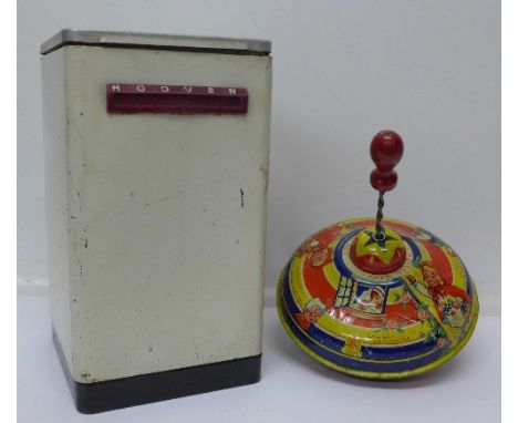 A child's, Mettoy tin-plate washing machine and a Chad Valley humming top