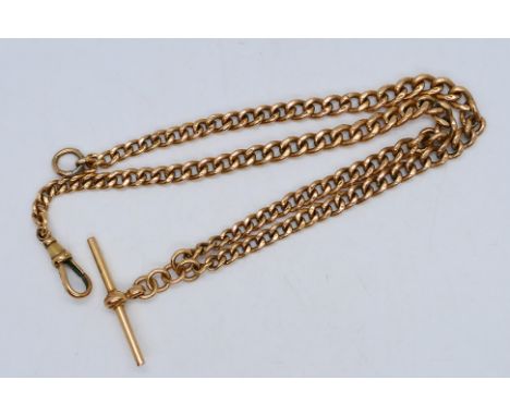 A 9ct rose gold chain and T-bar, 44 cm (l), approximately 34.7 grams / 1.1 ozt