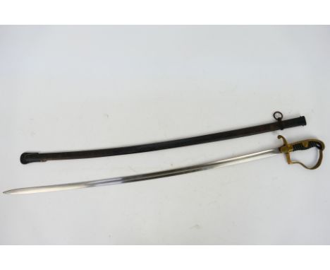 A German World War Two (WW2) Wehrmacht NCO's dress sword with scabbard, the sword inscribed with maker's mark K A Henckels, Z