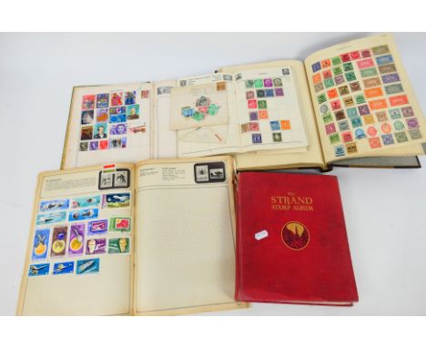 Philately - A collection of vintage stamp albums, one containing UK and foreign stamps, another containing foreign stamps wit