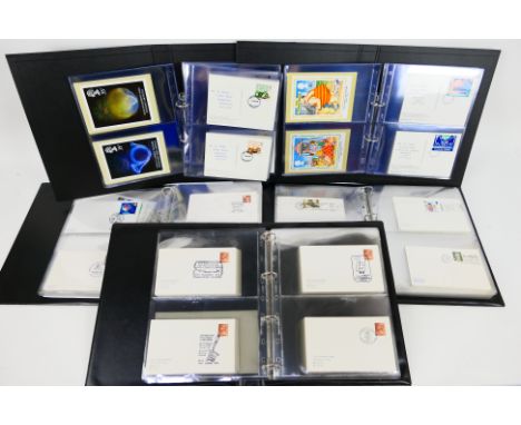 Philately - Three binders of The Postmark Club covers dating between 1978 and 1996 and two binders of first day of issue PHQ 