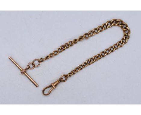 A 9ct rose gold chain and T-bar, 20 cm (l), approximately 16.5 grams.