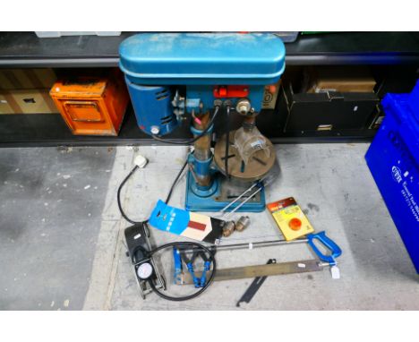 Tools to include a Naerok pillar drill, model HDY13D, footpump and other. [3]
