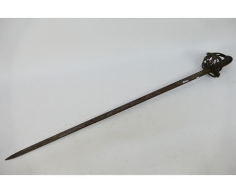 An 1827 pattern Rifle Regiment officer's sword, pierced steel hilt with strung bugle below crown cartouche, 84 cm (l) blade.N