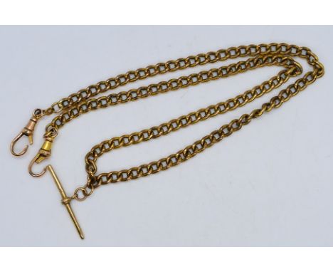 A 9ct gold chain and T-bar, 53 cm (l), approximately 36.8 grams / 1.2 ozt.