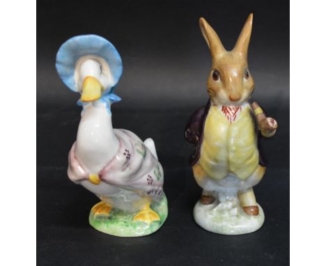 A Beatrix Potter Beswick Model of Jemima Puddle-Duck together with another similar of Mr Benjamin Bunny, both bearing gold ma