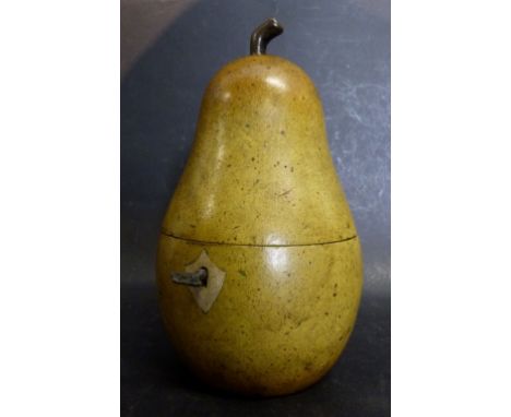 A Tea Caddy in the form of a Pear with Key, 18 cms tall