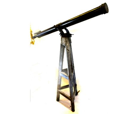 A Wray Large Telescope with 4.5 inch lens complete with large wooden tripod and original lens box, 200 cms long