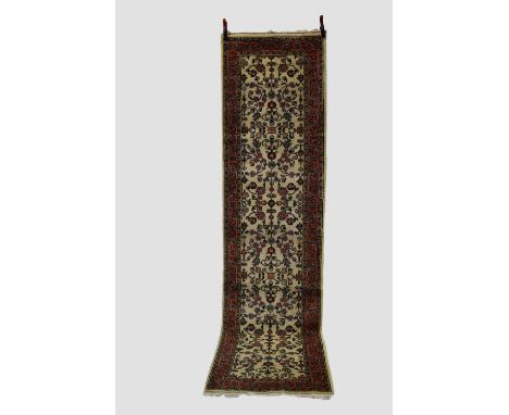 Anatolian runner, probably Sivas area, central north Anatolia, circa 1950s, 11ft. X 2ft. 10in. 3.35m. X 0.86m. All over flowe