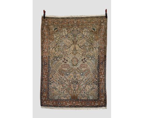 Tabriz prayer rug of tree of life design, north west Persia, circa 1920s-30s, 6ft. X 4ft. 5in. 1.83m. X 1.35m. Overall even w