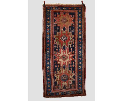 Lesghistan rug, east Caucasus, circa 1920s-30s, 8ft. 4in. X 4ft. 2.54m. X 1.22m. Overall even wear with slight loss to top en