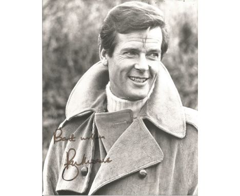 Roger Moore signed 10x8 black and white photo. Sir Roger George Moore KBE (14 October 1927 - 23 May 2017) was an English acto