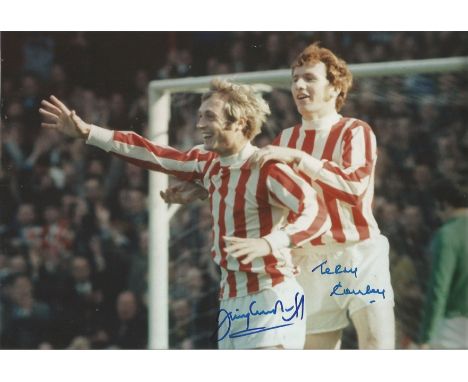 STOKE CITY 1969, football autographed 12 x 8 photo, a superb image depicting Stoke City's JIMMY GREENHOFF and TERRY CONROY ce