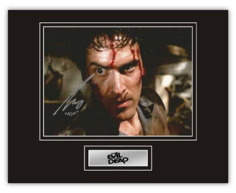 Stunning Display! The Evil Dead Bruce Campbell hand signed professionally mounted display. This beautiful display consists of