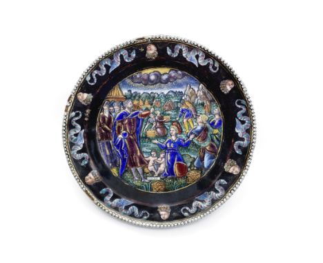 Possibly attributable to the successor of Pierre Reymond (1513-1584): A Limoges enamel plate depicting Moses and the Israelit
