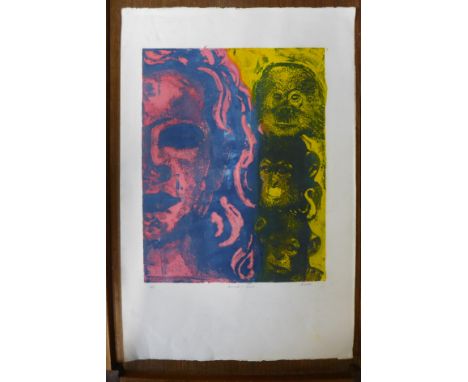 A signed Pamela Guille artists proof print, Monkey Face, unframed 