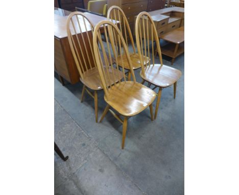A set of four Ercol Blonde elm and beech Quaker chairs 