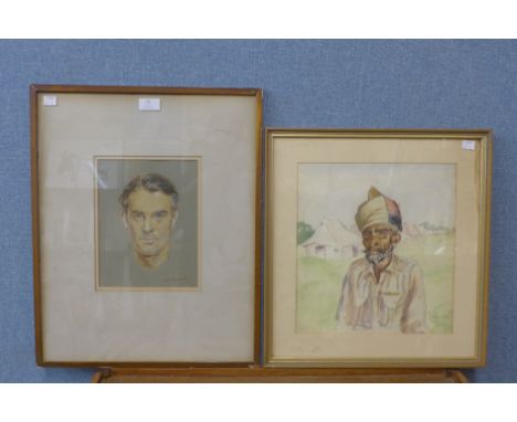 English School, portrait of a gentleman, indistinctly signed and dated '39, 24 x 18cms and another portrait of a military gen