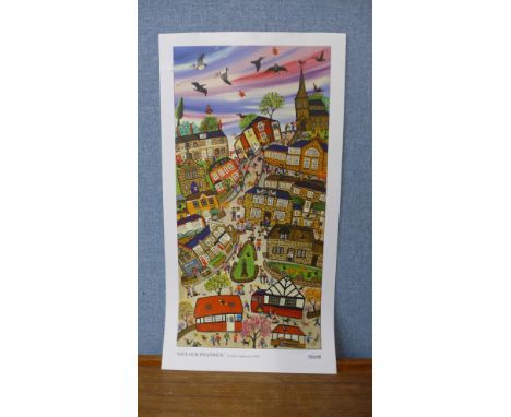 A signed Caroline Appleyard limited edition print, Save Our Swanick, unframed 