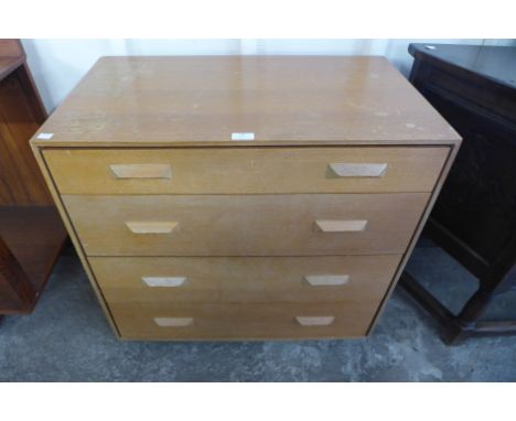 A light oak chest of drawers 
