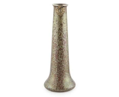 UTZSCHNEIDER & CO., SARREGUEMINES  ART NOUVEAU VASE, EARLY 20TH CENTURY   of tall tapering form, with crystalinne glaze and g