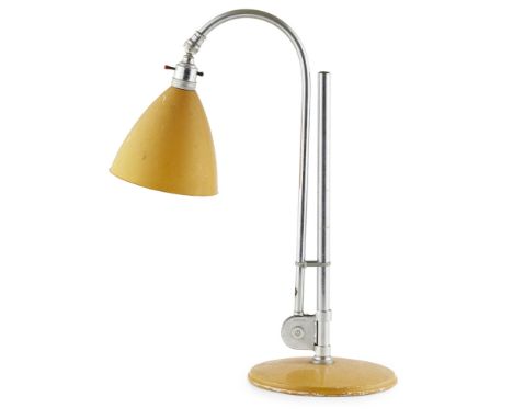 ROBERT DUDLEY BEST (1892-1984) FOR BEST & LLOYD  BL1 LAMP, DESIGNED 1930   with ochre enamelled shade and base and chromium p