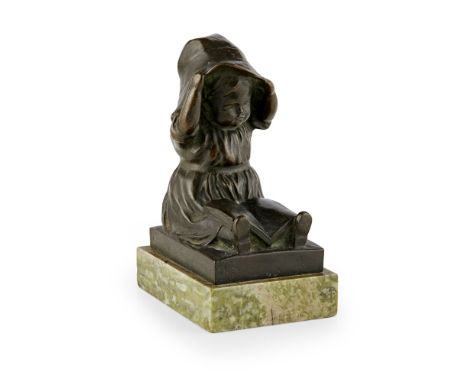 N*A*T*  FIGURE OF A SEATED CHILD, 1915   bronze, signed and dated in the bronze with monogram NAT/ 1915, raised on a green ma