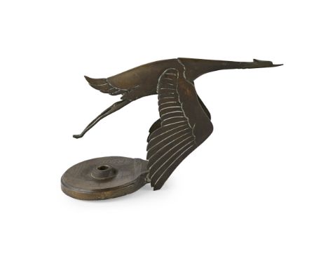 FRANCOIS VICTOR BAZIN (1897-1956) FOR HISPANO-SUIZA  'CIGOGNE' CAR MASCOT, CIRCA 1930   bronze, signed in the bronze F. BAZIN