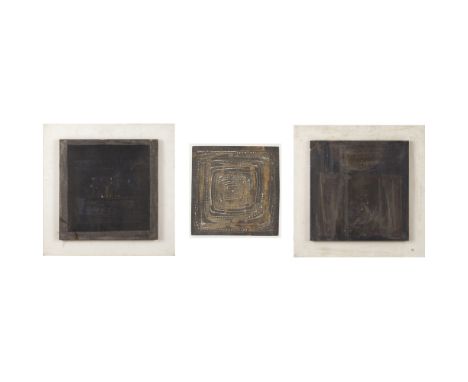 [§] ROBERT STEWART  TWO CERAMIC TILE PANELS, DATED 1969   one depicting circles, the other squares, each signed lower right S