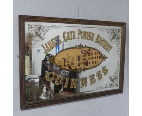 A pub Mirror advertising James's Gate Porter Brewery Guinness, W 66 cm x H 45.5 cm.