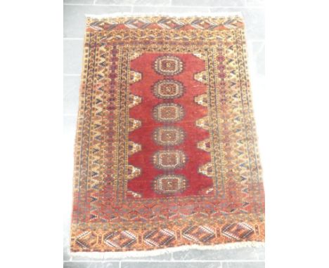 Tribal rugs; an antique finely knotted Belouchi rug, 100% wool, 170cm x 122cm, edges uneven in places.