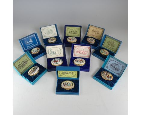 A quantity of boxed Halcyon Days enamel Christmas patch Boxes, to comprise years 1972-81, all boxed and with certificate of a