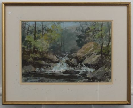 Aubrey R. Phillips (British 1920 - 2005), "A Bridge near Widecombe, Devon", and "Falls on the River Teign", pastels, a pair, 