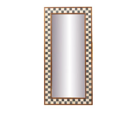 MIRRORA timber and ceramic framed mirror. Denmark, c.1970. 53 x 114cm(h)