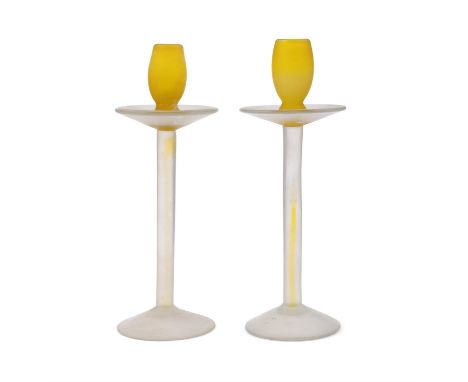 MURANO A pair of Murano candlesticks. 28cm(h)
