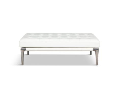 BENCH Phillipe Starck style Volange Bench in polished aluminium and leather.&nbsp;122 x 58 x 41cm(h)&nbsp;