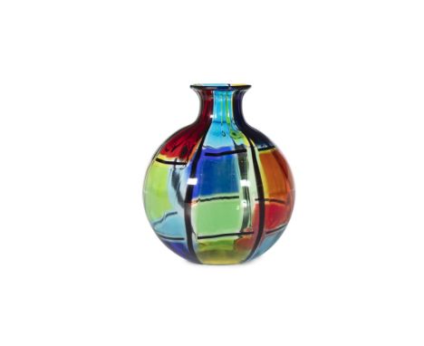 A. BALLARIN A coloured glass vase by A. Ballarin. Murano, Italy. Signed. 15cm (h)