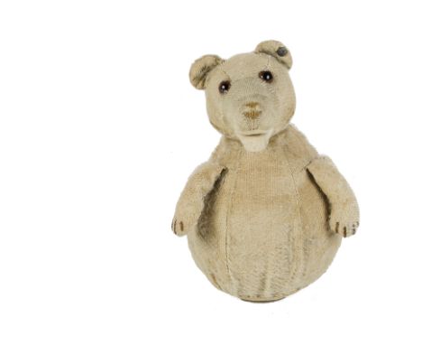 A rare Steiff Roly - Bear, roly - poly Teddy Baby, 1937-42, With blonde mohair, clear and black glass eyes with brown backs, 