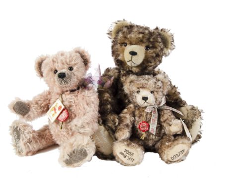 Three Hermann Limited Edition Teddy Bears: 100 Jahre Teddybär, 155 of 1000 - 20½in. (52cm.) high; a UK Bear 2004, 4 of 500; a