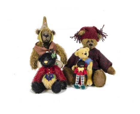 Four miniature Artist Teddy Bear: a Hoblins Bear Tom - 5¾in. (14.5cm.) high; a Loris Hancock Woodland Elf; Debs Canham - July