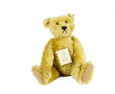 A Steiff Limited Edition British Collector’s 1908 Teddy Bear, in original box with certificate, 1857 of 3000, 1994