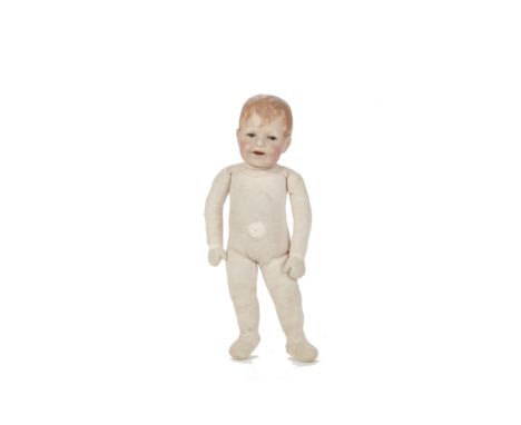 A rare and fine Käthe Kruse Doll II, Schlenkerchen, with grey/blue painted eyes, open/closed smiling mouth, blonde painted ha
